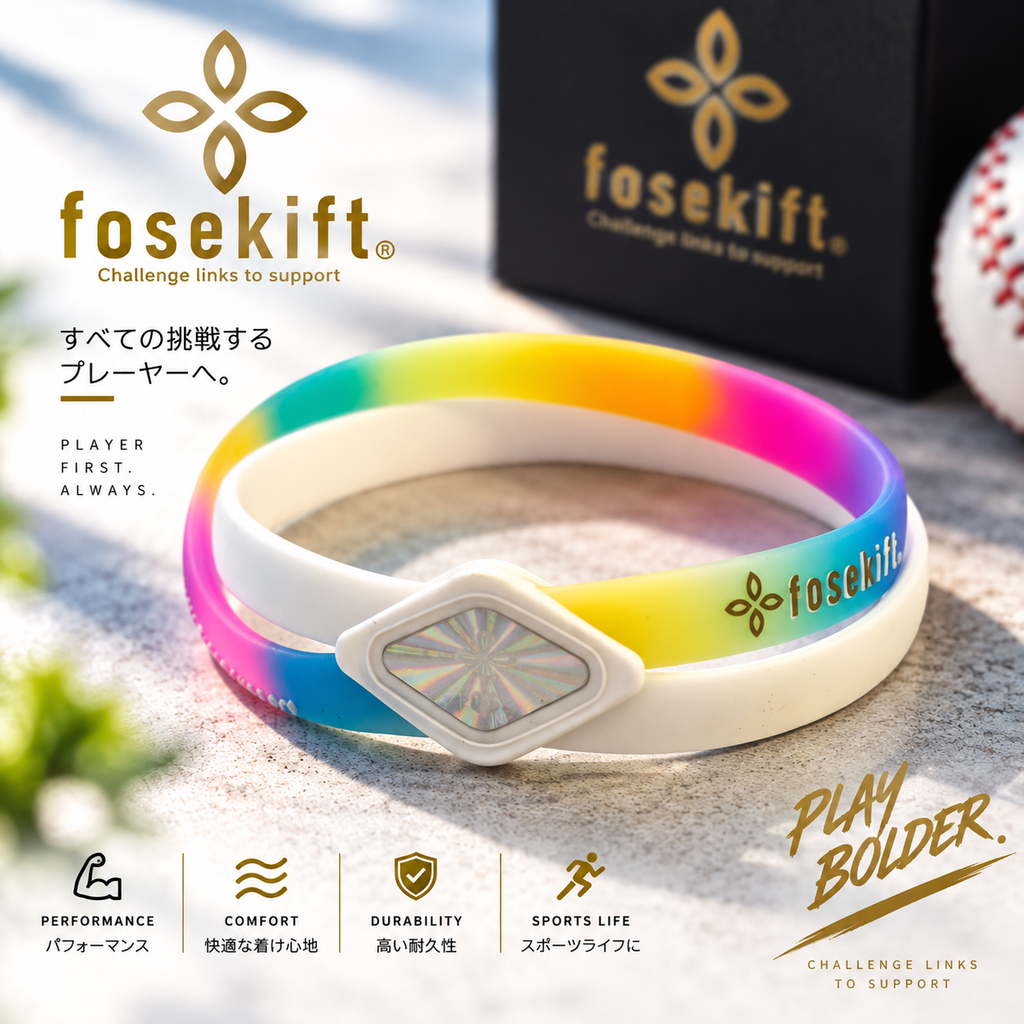 【FoseKift】シリコンブレス｜Rainbow×WhiteSkeleton｜