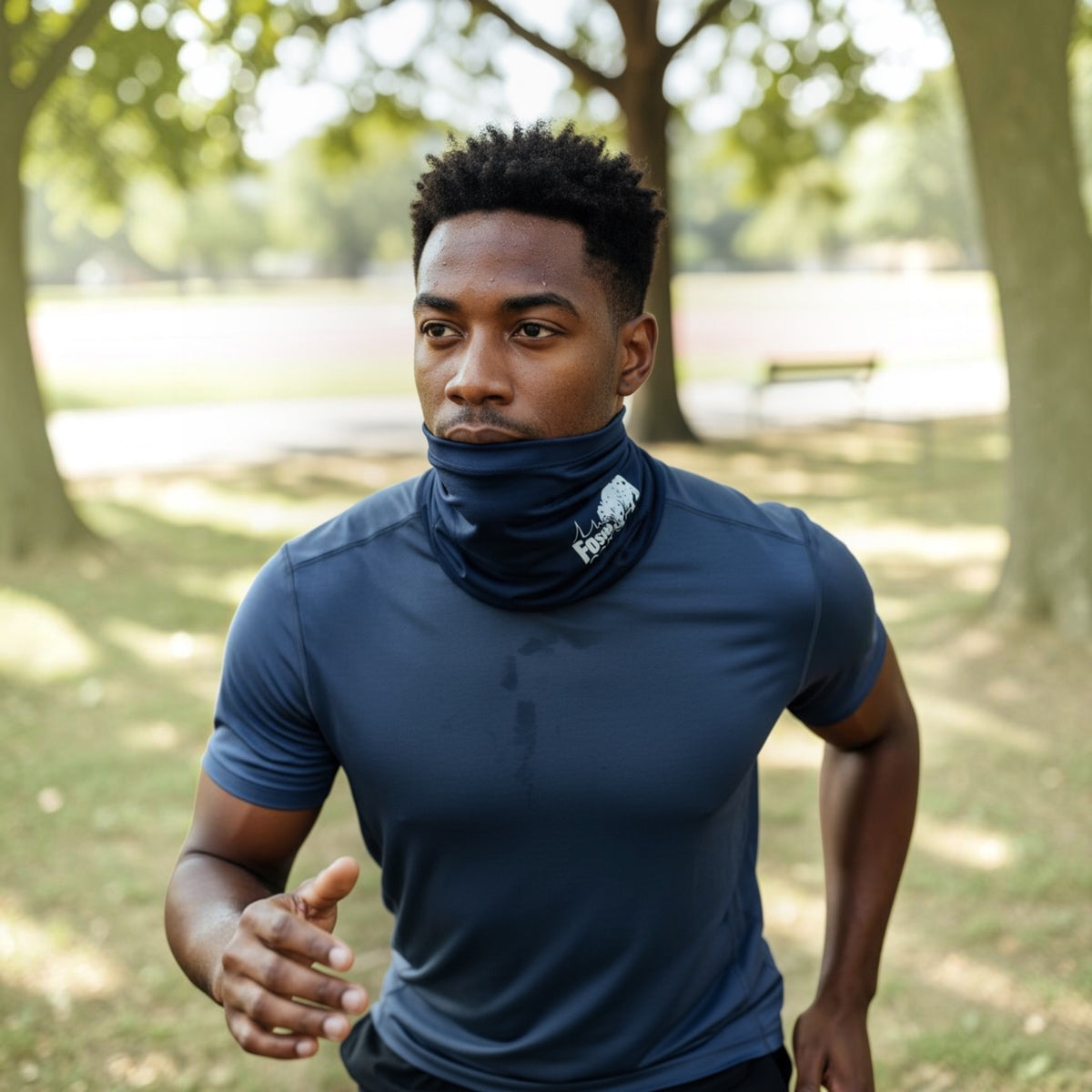 【FoseKift】カバ柄ネックウォーマー｜Black・Navy｜防寒スポーツウェア