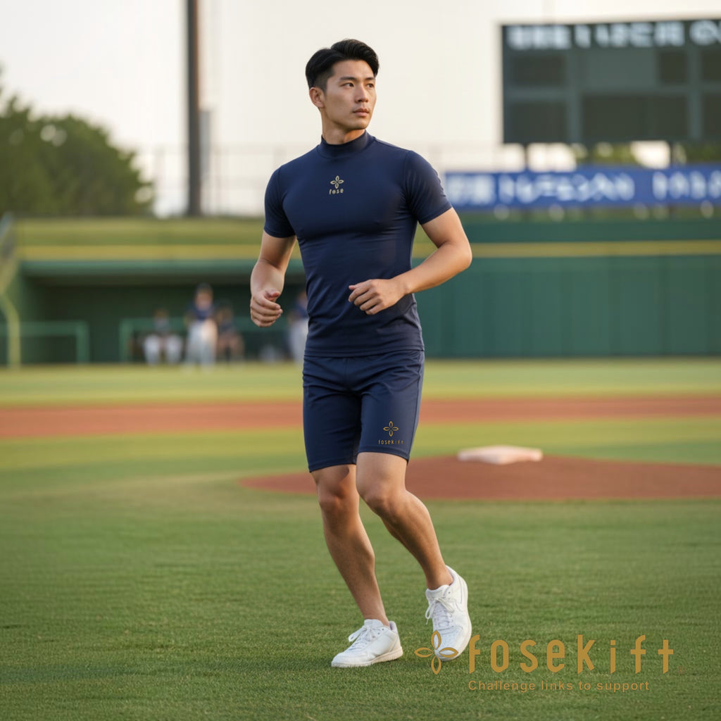 【FoseKift】ハイネック半袖アンダーシャツ｜野球・スポーツ