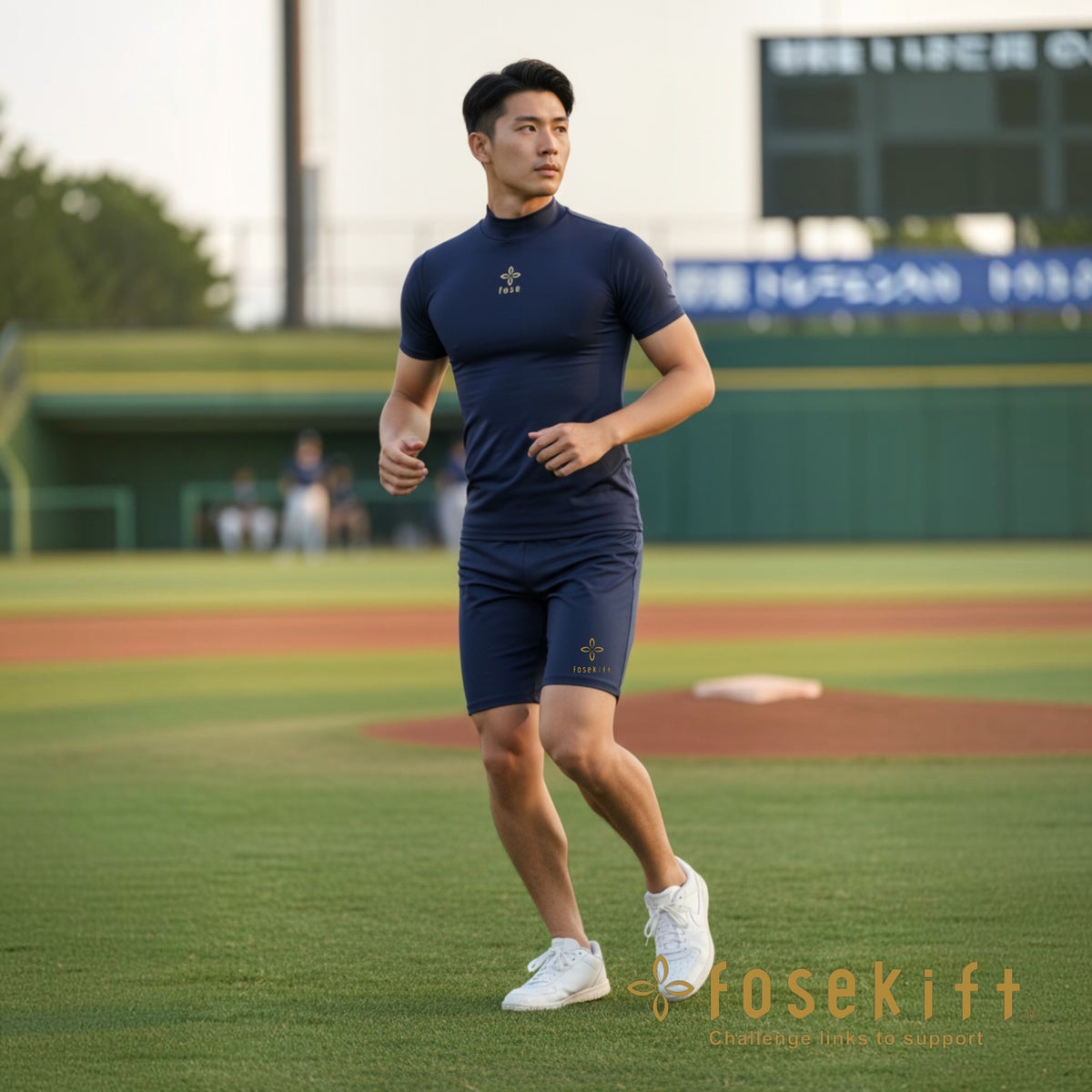 【FoseKift】ハイネック半袖アンダーシャツ｜野球・スポーツ
