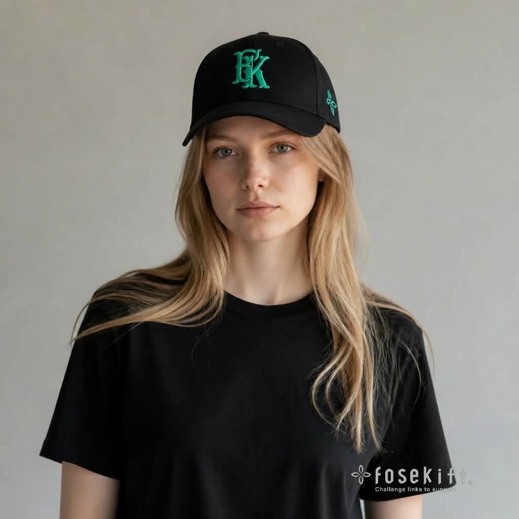 【FoseKift】No.16 BLACK × Turquoise Green FKロゴCAP｜数量限定