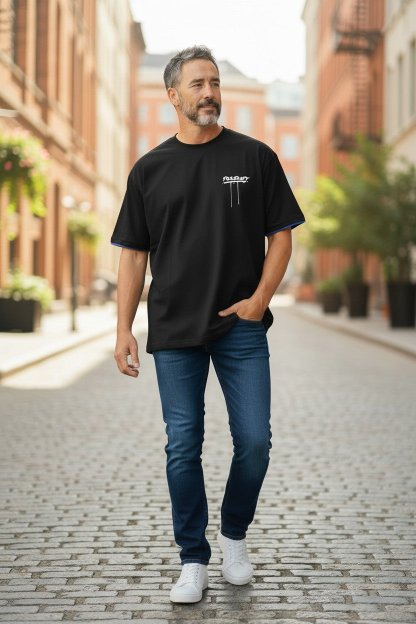 【FoseKift】ペイントロゴTシャツ｜BLACK｜オーバーサイズ