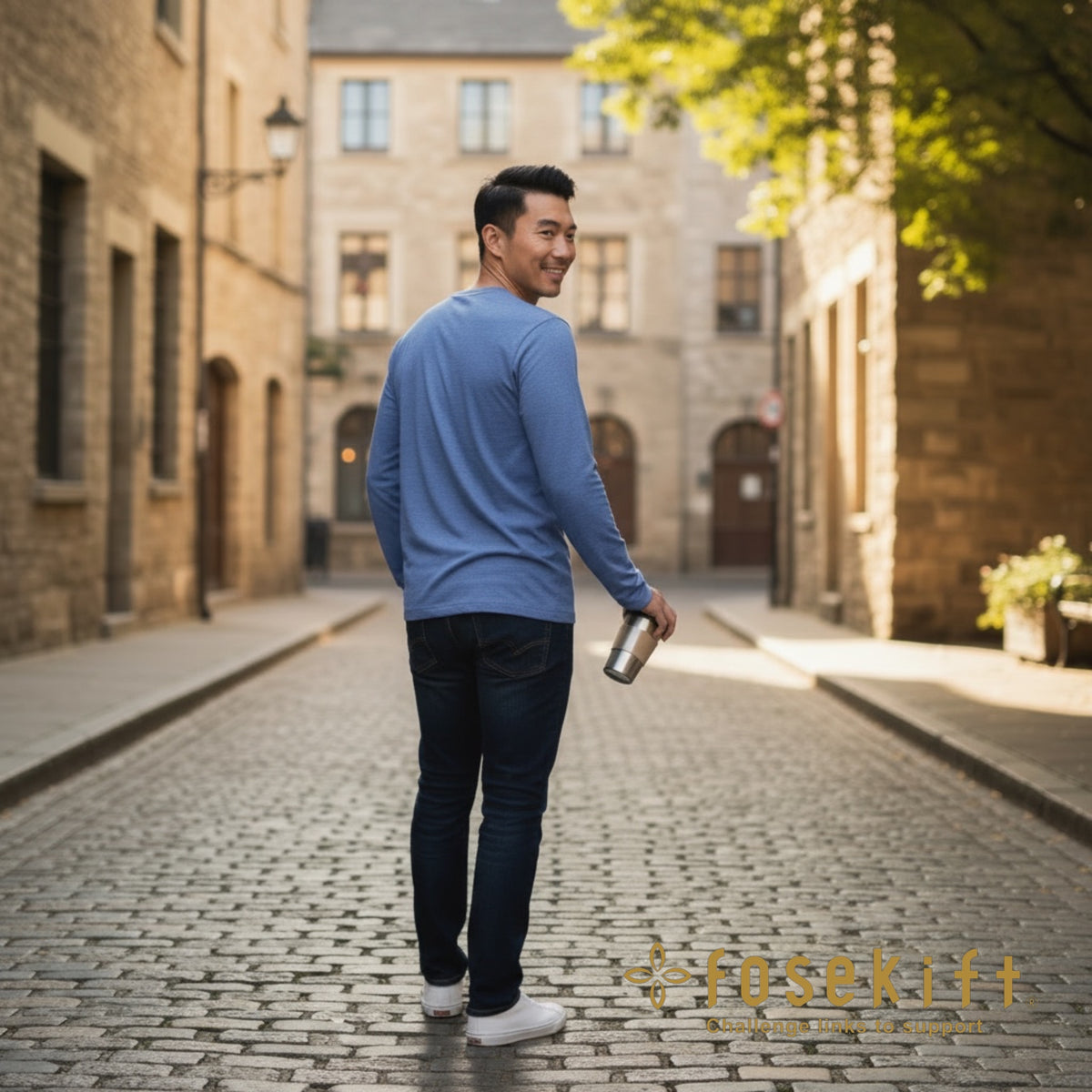 【FoseKift】ロンTシャツ｜Blue｜長袖Tシャツ・スポーツ＆カジュアル