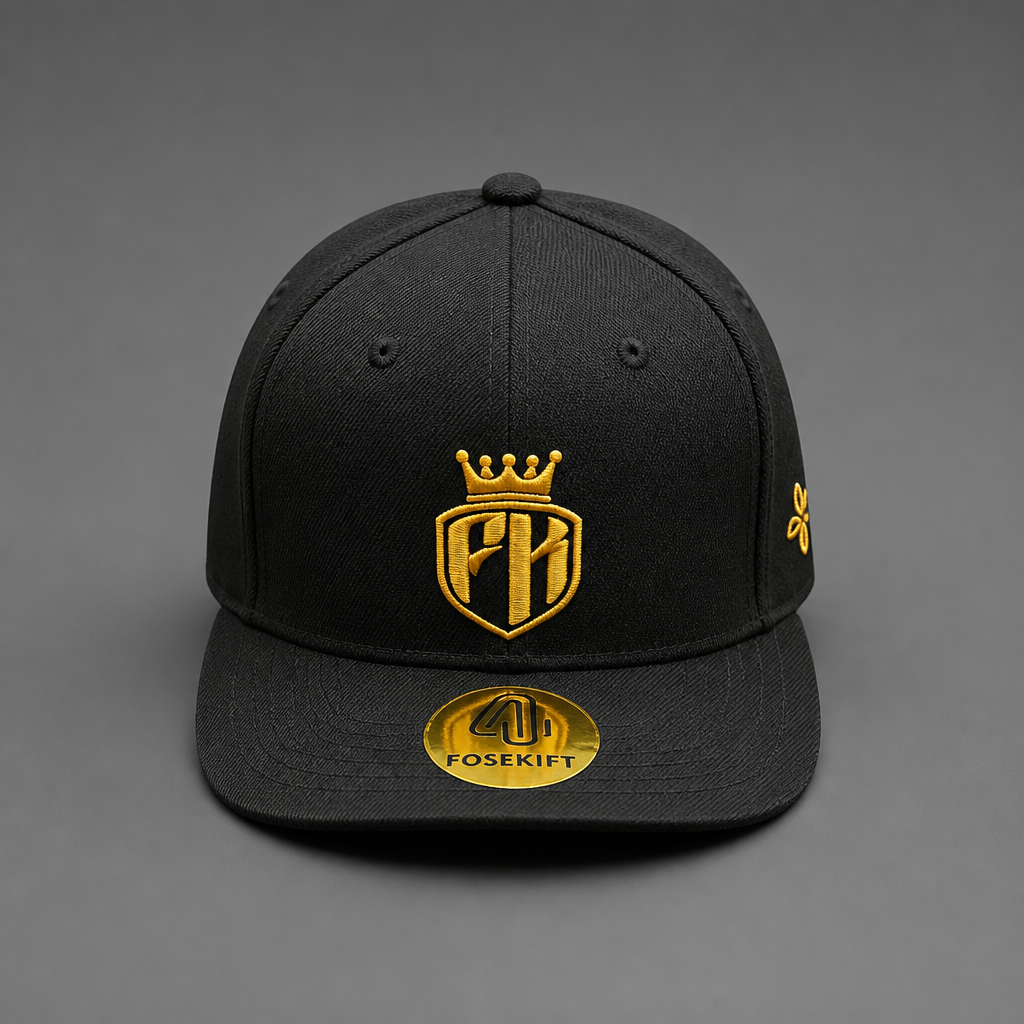 【FoseKift】No.11 FKゴールドクラウン 3D刺繍フラットCAP