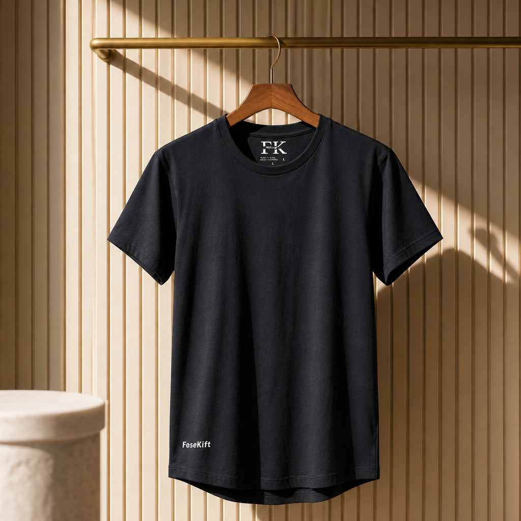 【FoseKift】無地 BIGシルエットTシャツ｜BLACK × WHITE