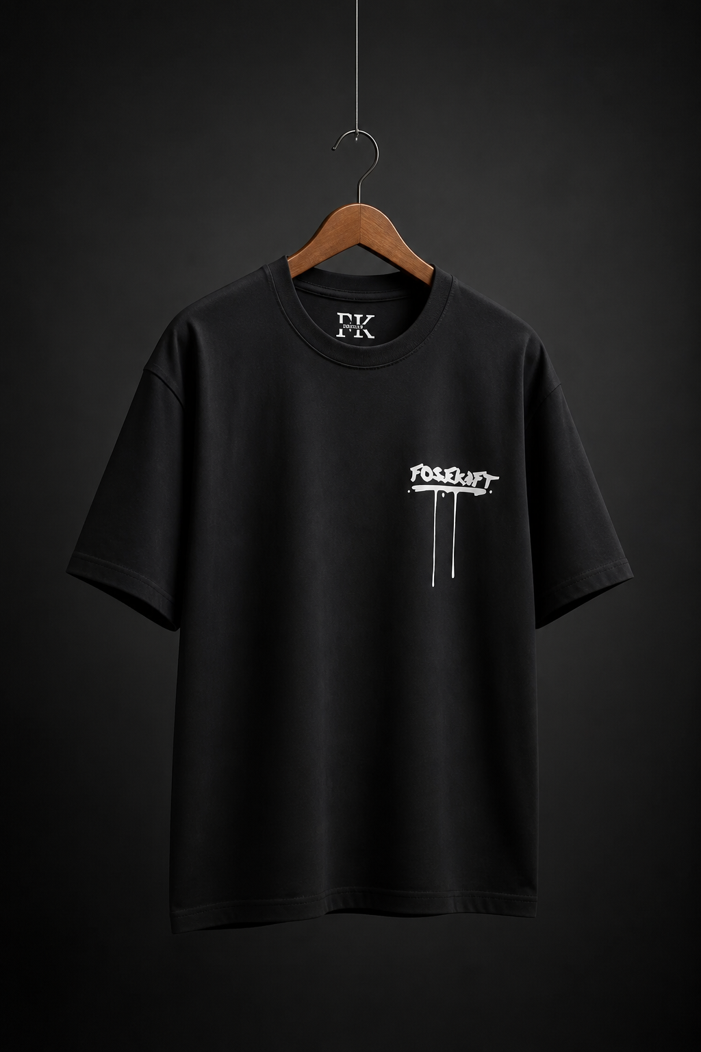 【FoseKift】ペイントロゴTシャツ｜BLACK｜オーバーサイズ