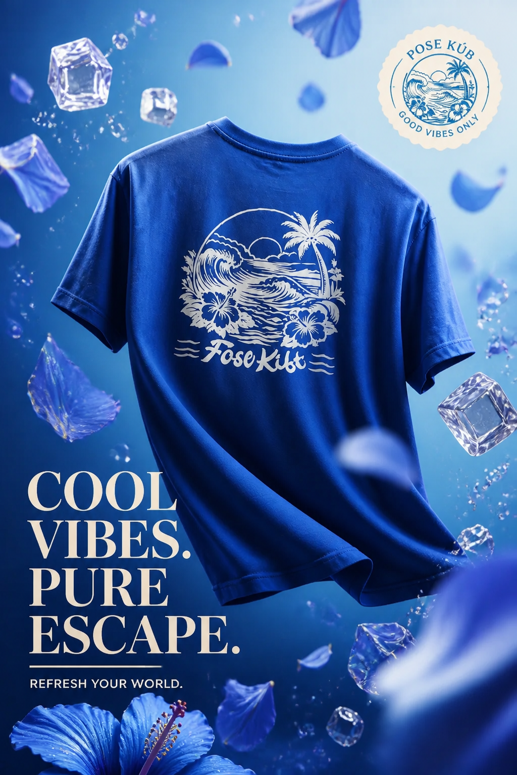 【FoseKift】SUMMER BIG Tシャツ BLUE｜オーバーサイズ