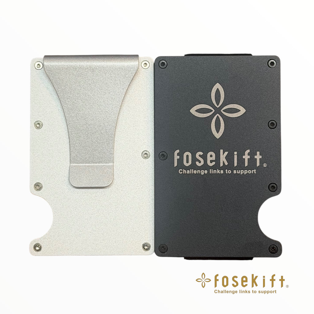 【FoseKift】 マネークリップ付きクレジットカードケース｜ブラック/シルバー
