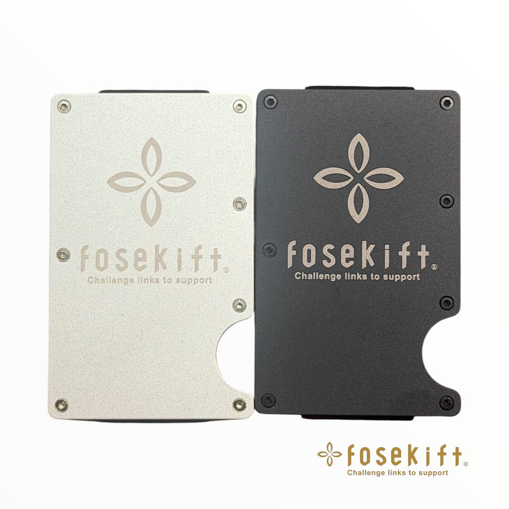【FoseKift】 マネークリップ付きクレジットカードケース｜ブラック/シルバー