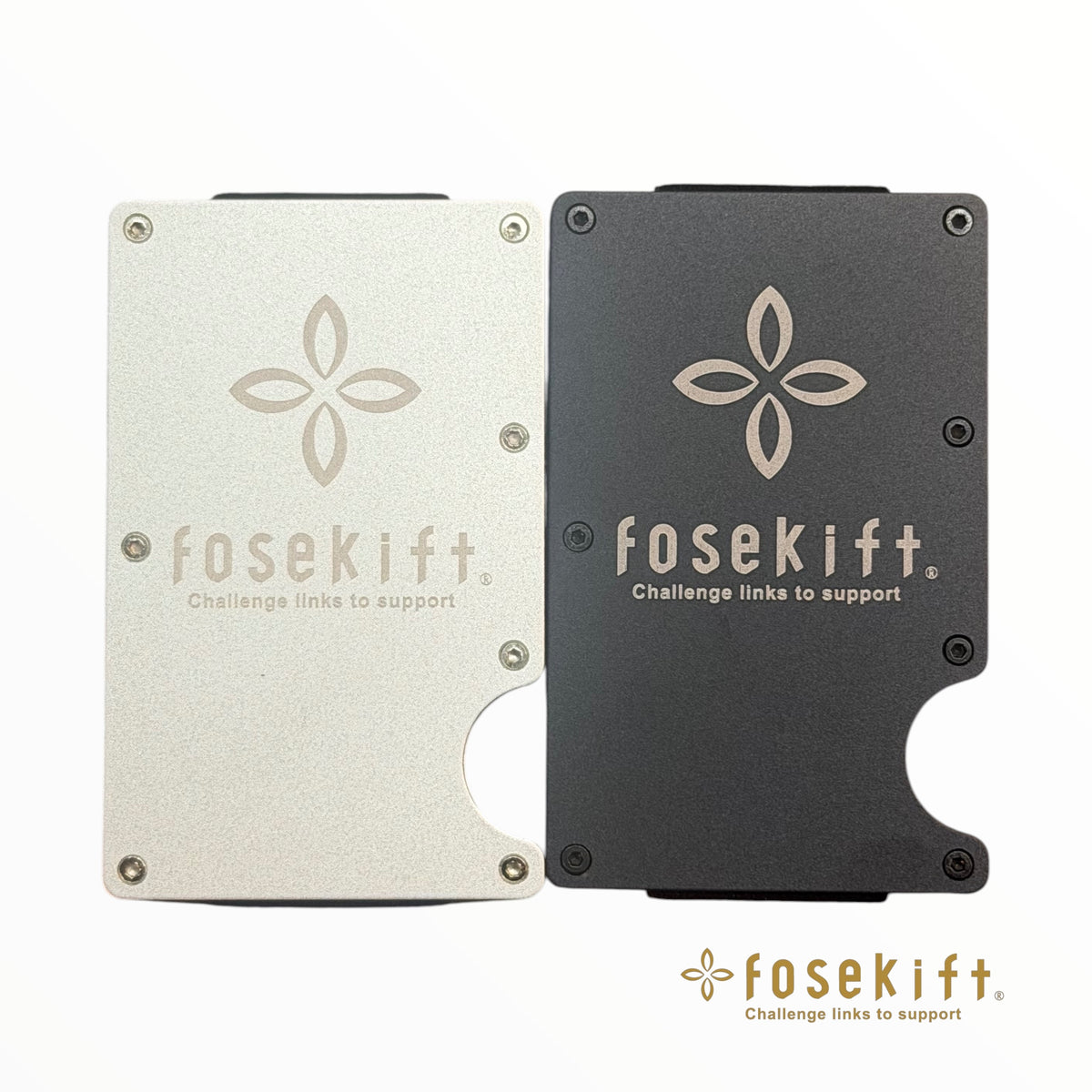 【FoseKift】 マネークリップ付きクレジットカードケース｜ブラック/シルバー