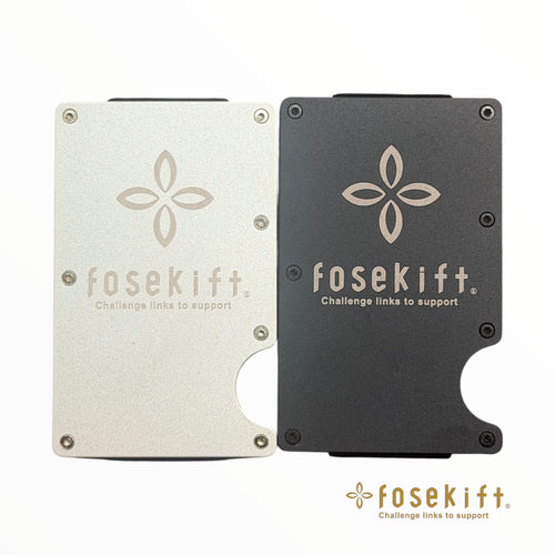 【FoseKift】 マネークリップ付きクレジットカードケース｜ブラック/シルバー