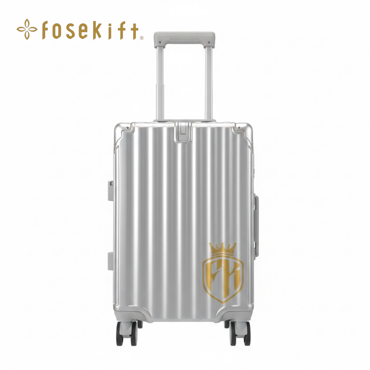 【FoseKift】スーツケース｜機内持ち込み対応｜Silver / Black｜軽量・スタイリッシュ