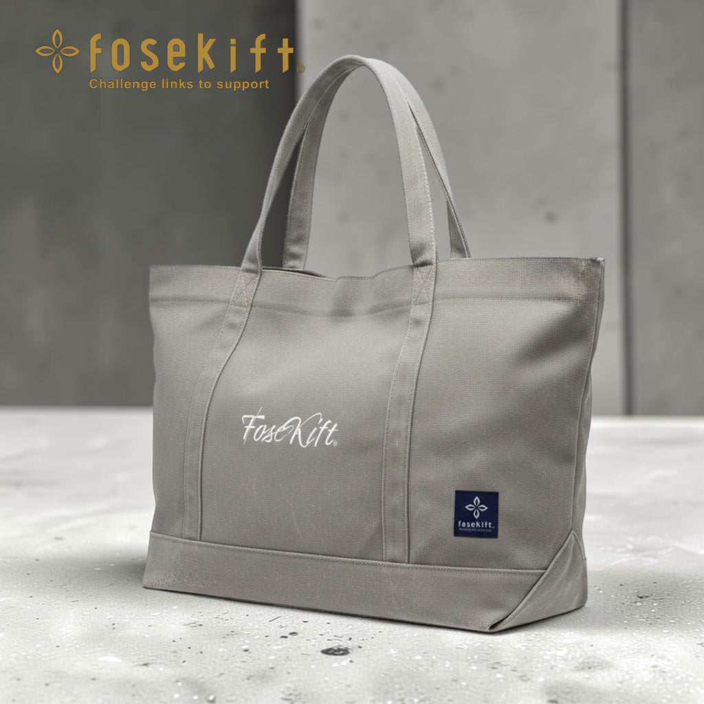 【FoseKift】コットントートバッグ｜2カラー｜グレー・ベージュ