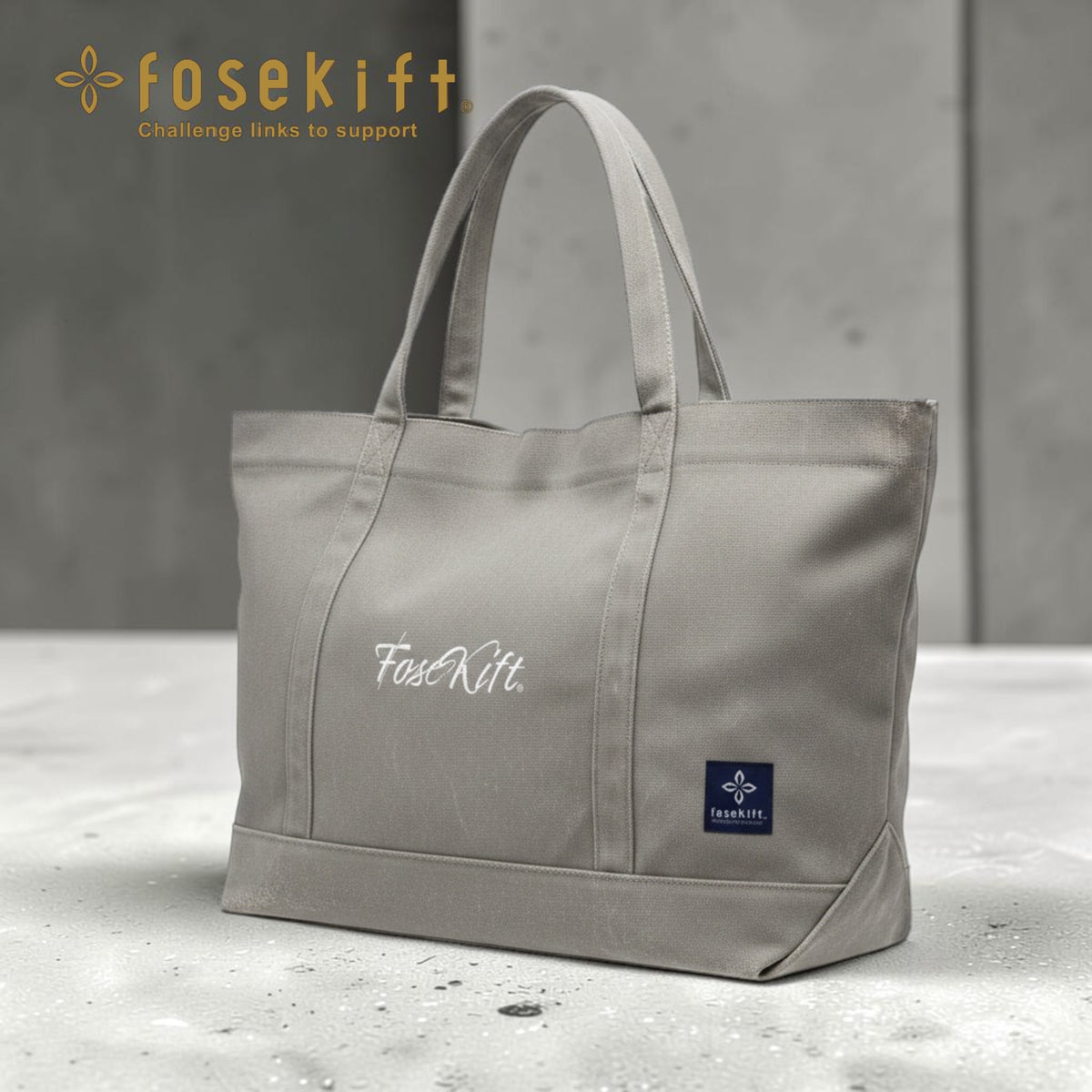 【FoseKift】コットントートバッグ｜2カラー｜グレー・ベージュ