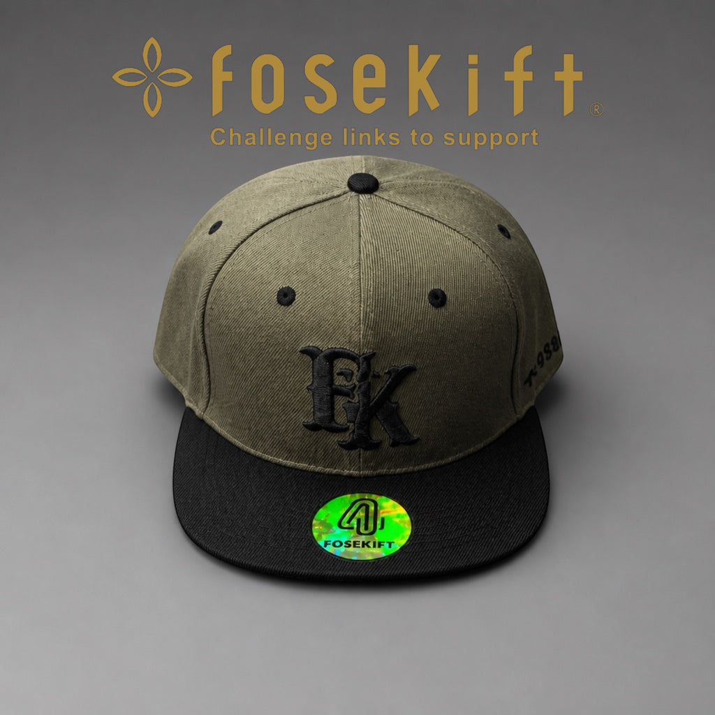 【FoseKift】No.15 FK3D刺繍キャップ フラット｜Gray × Black